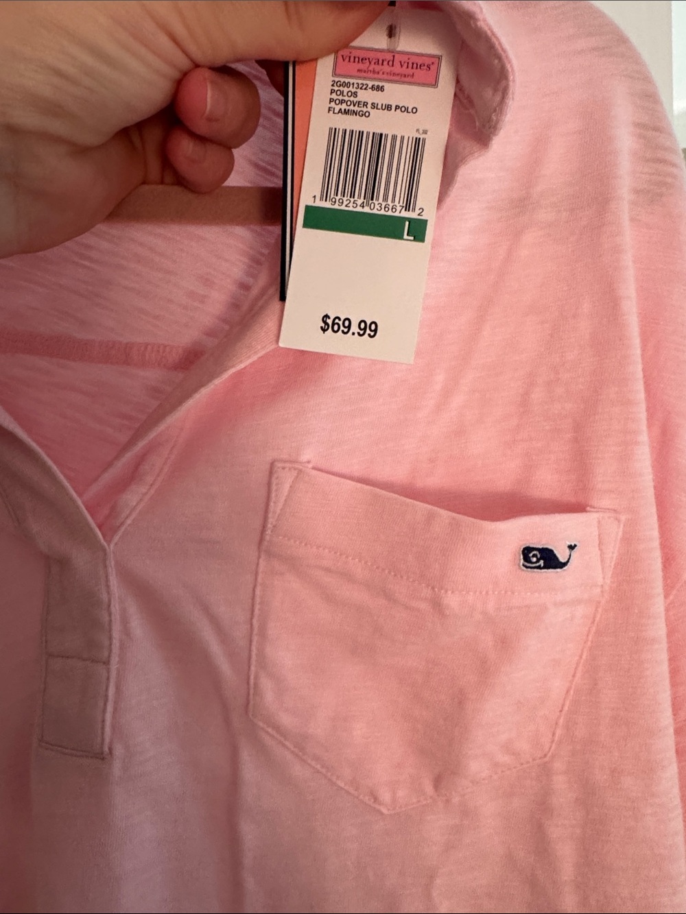 Vineyard Vines Pink Long-Sleeve Pocket Polo - Picture 2 of 2